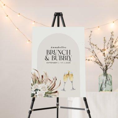 Bridal shower pampas grass champagne brunch bubbly foam board