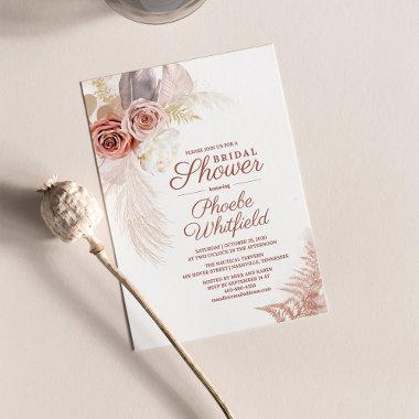 Bridal Shower Pampas Grass Floral Invitations