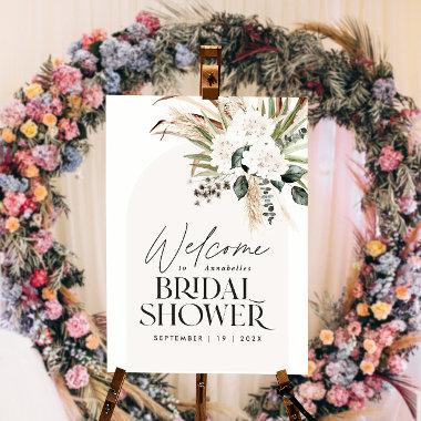 Bridal shower pampas grass modern boho elegant foa poster