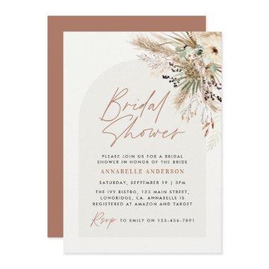 Bridal shower pampas grass modern boho elegant inv Invitations