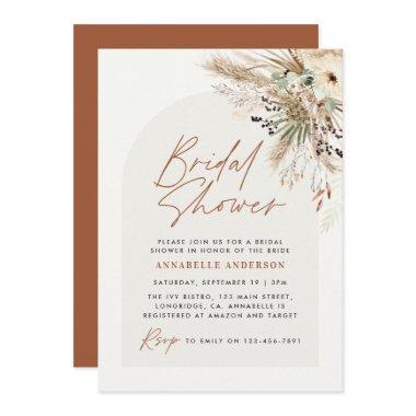 Bridal shower pampas grass modern boho elegant inv Invitations