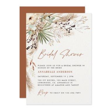 Bridal shower pampas grass modern boho elegant Invitations