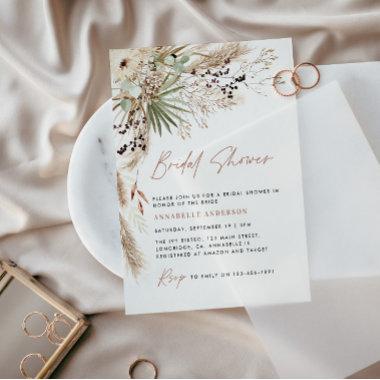 Bridal shower pampas grass modern boho elegant Invitations