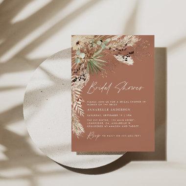 Bridal shower pampas grass modern boho elegant Invitations
