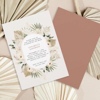 Bridal shower pampas grass modern boho elegant Invitations