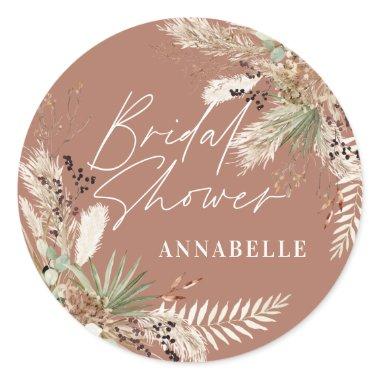 pampas grass modern elegant classic round sticker