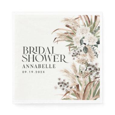 Bridal shower pampas grass modern elegant natural napkins