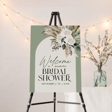 Bridal shower pampas grass modern sage green foam board