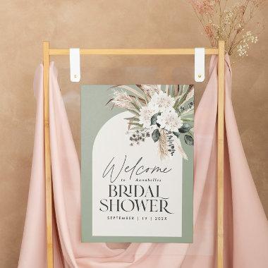 Bridal shower pampas grass modern sage green foam poster