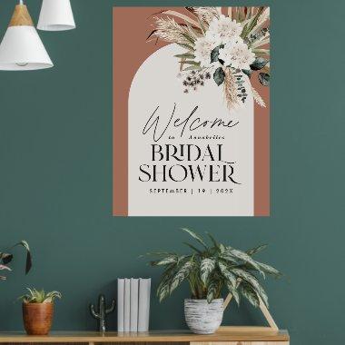 Bridal shower pampas grass modern terracotta chic poster