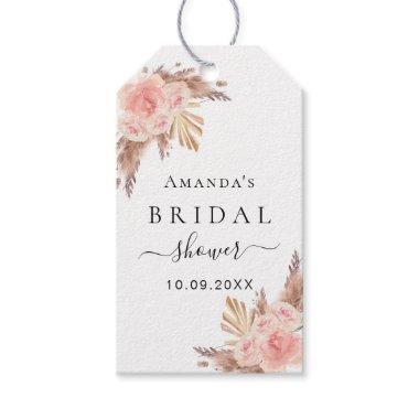 Bridal Shower pampas grass rose biush thank you Gift Tags