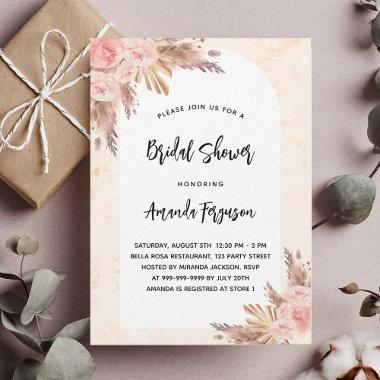 Bridal shower pampas grass rose gold blush florals invitation postInvitations