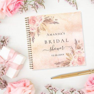 pampas grass rose gold guest book