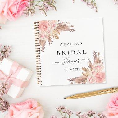 pampas grass rose gold guest book