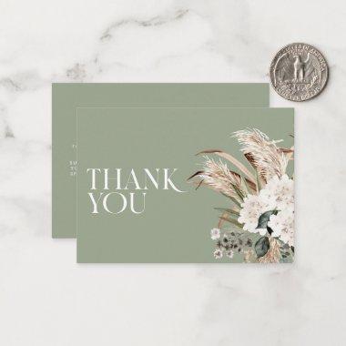 Bridal shower pampas grass sage green thank you note Invitations