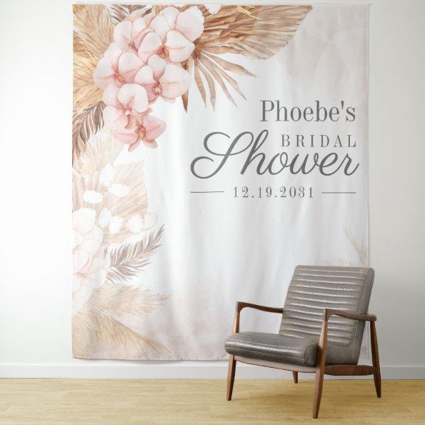 Pampas Grass Tan Rustic Floral Tapestry