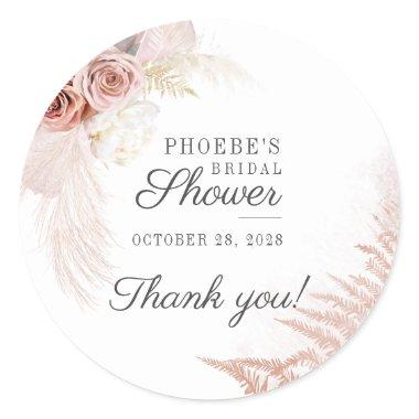Pampas Grass Tan Terracotta Classic Round Sticker