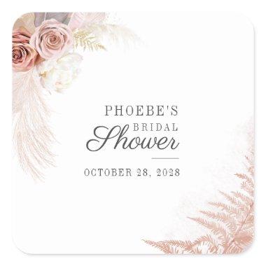Pampas Grass Tan Terracotta Square Sticker