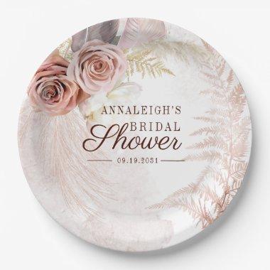 Bridal Shower Pampas Grass Terracotta Boho Palms Paper Plates