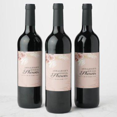 Bridal Shower Pampas Grass Terracotta Script Wine Label