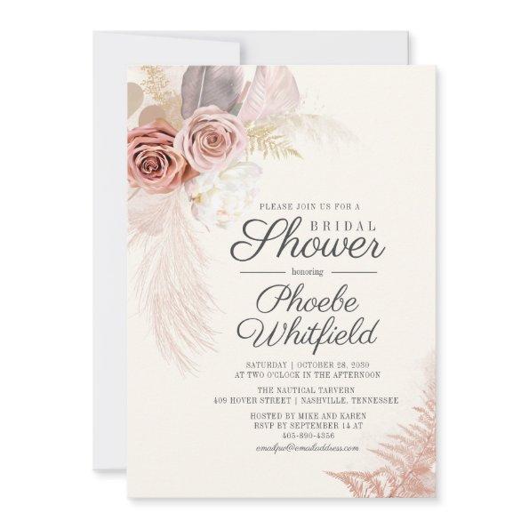 Bridal Shower Pampas Grass Terracotta Tan Invitations