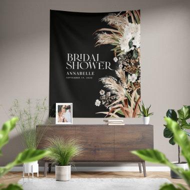 Bridal shower pampas modern elegant black tapestry