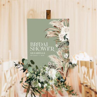 Bridal shower pampas sage green modern boho foam board