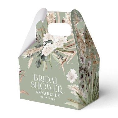 Bridal shower pampas sage green modern boho party favor boxes