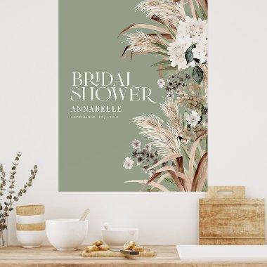 pampas terracotta modern sage green poster
