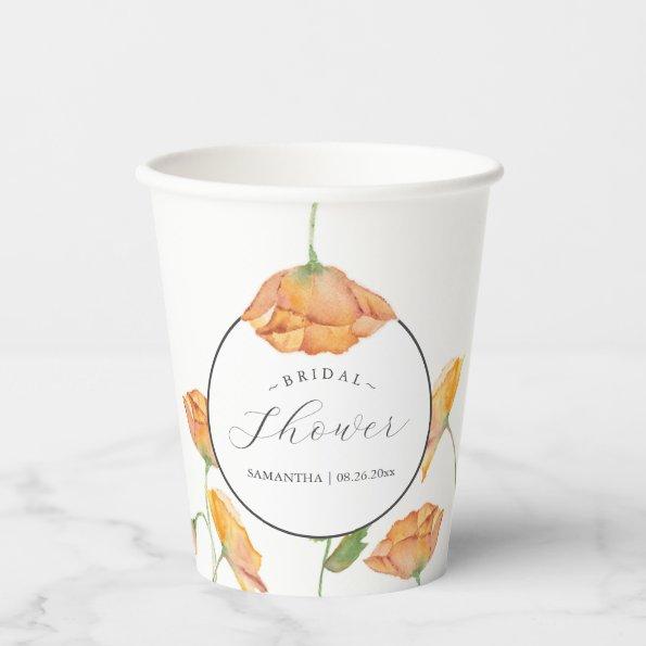 Paper Cups Orange Poppy Flowers