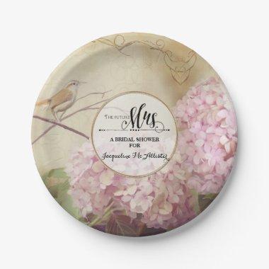 Bridal Shower Paper Party Decor Pink Hydrangea Art Paper Plates