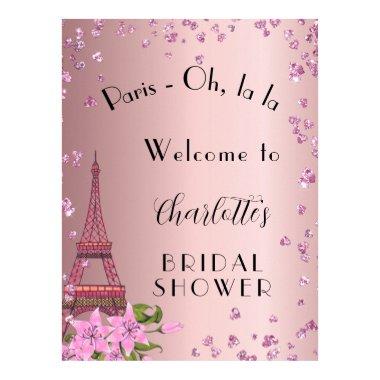 Paris eiffel tower pink welcome Poster