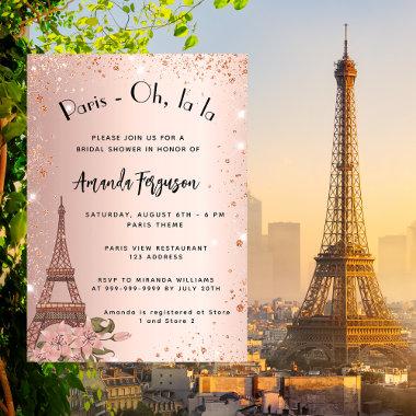 Bridal shower Paris Eiffel tower rose gold Invitations