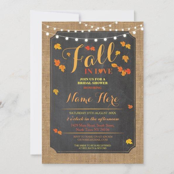 Bridal Shower Party Fall in Love Autumn Invite