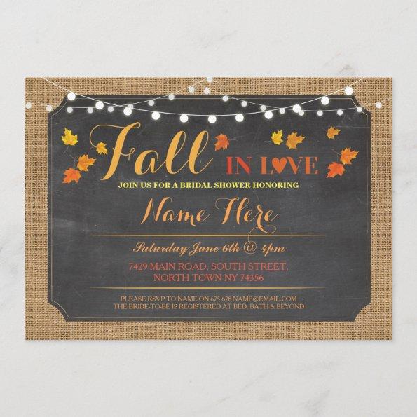 Bridal Shower Party Fall in Love leaves Invite