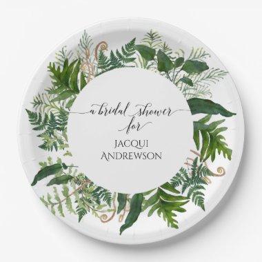 Bridal Shower Party Ferns | Emerald Forest Foliage Paper Plates