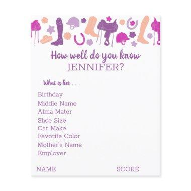 Party Game Sheets Horseback Riding F Flyer