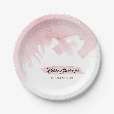 Bridal Shower Party Modern Simple Watercolor Wash Paper Plates