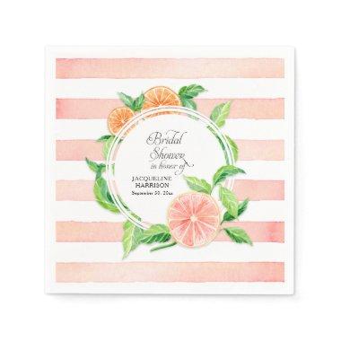 Bridal Shower Party Pink Grapefruit Oranges Citrus Paper Napkins