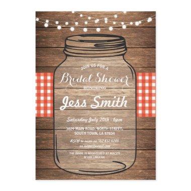 Party Red Gingham Jar Wood Invite