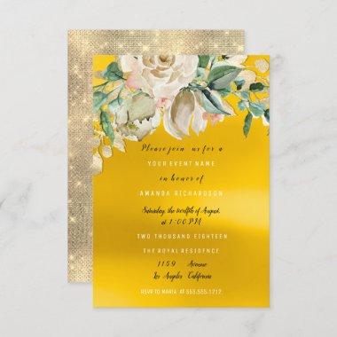 Bridal Shower Party Rose Painted Flower Watercolor Invitations