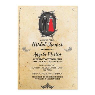 Bridal Shower Party Skull Skeletons Halloween Goth Invitations