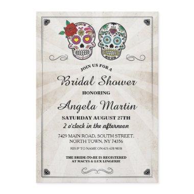 Bridal Shower Party Sugar Skull Cream Invite