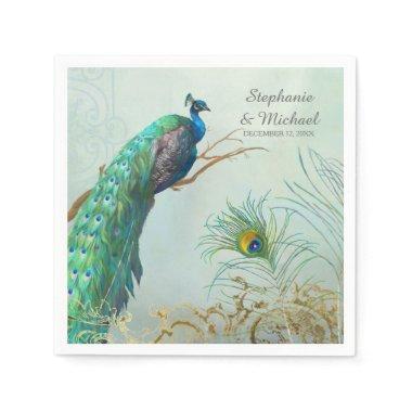 Bridal Shower Party Vintage Peacock Tree Branch Napkins