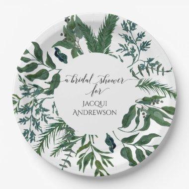 Party White | Emerald Forest Foliage Paper Plates