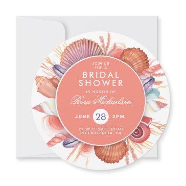 BRIDAL SHOWER | Pastel Watercolor Seashells Invitations