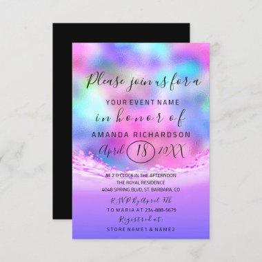 Bridal Shower Pastels Pink Waves Ocean Bubbles Invitations