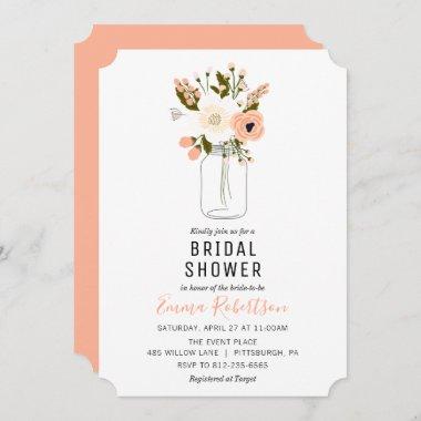Bridal Shower Peach Bouquet Shower Invitations