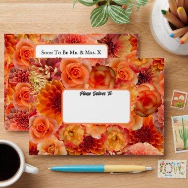 Peach Floral Wedding Envelope