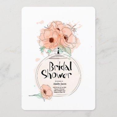 Bridal Shower Perfume Bottle with flowers Invitations